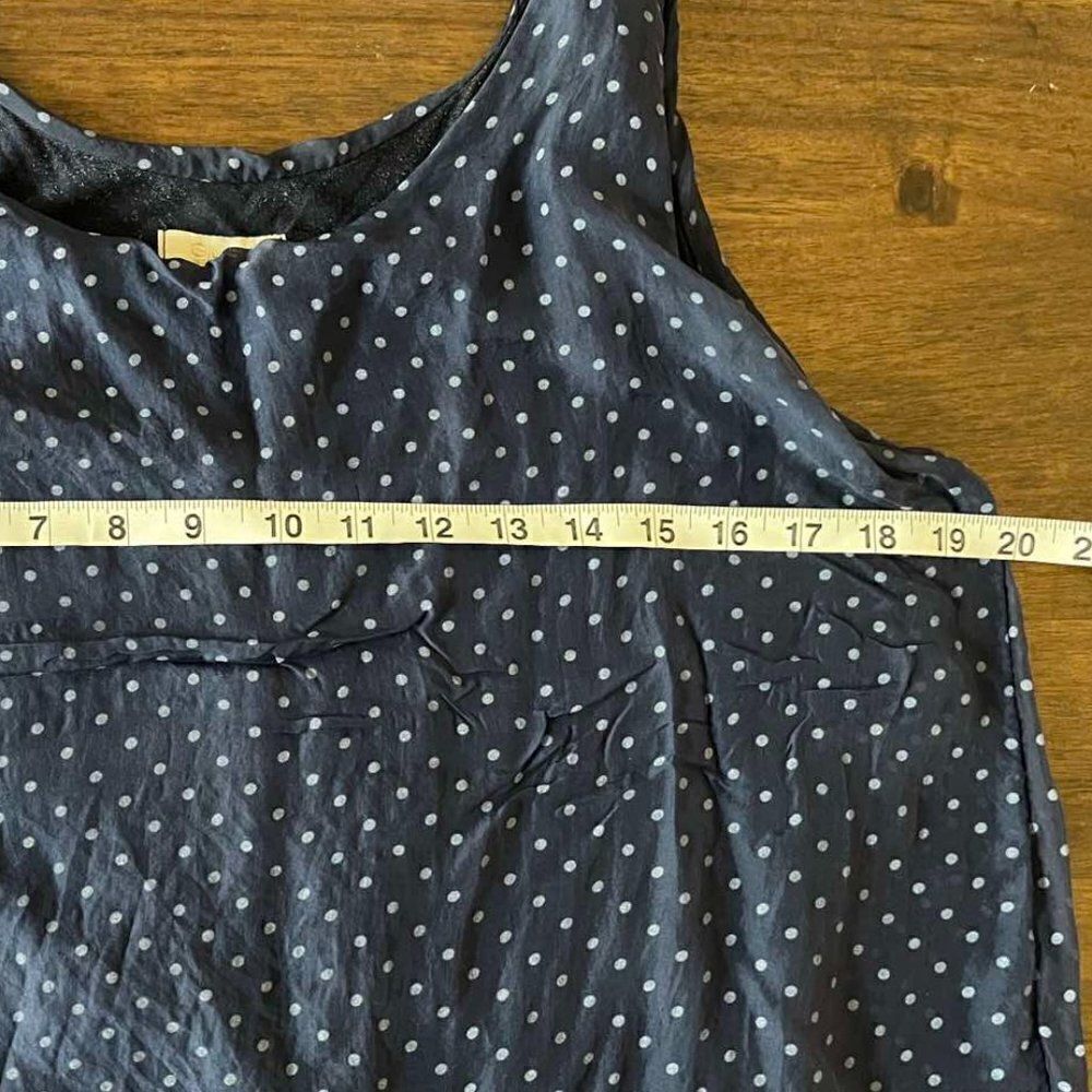 Giusy Navy & White Polka Dot 100% silk Boatneck Women Top size S - Picture 8 of 11